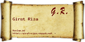 Girst Riza névjegykártya